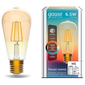 Лампа светодиодная LED 6,5Вт E27 ST64 2000-5500К Filament Smart Home DIM+CCT Golden; 1310112