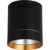 32465; Светодиодный светильник AL521 накладной 10W 4000K черный с золотым кольцом