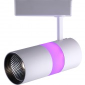 32454; Светодиодный светильник AL108 трековый однофазный на шинопровод 12+5W, 35 градусов, 4000К и подсветка  розовая