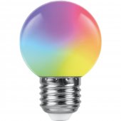 38126; Лампа светодиодная LB-37 Шарик матовый E27 1W RGB быстрая смена цвета
