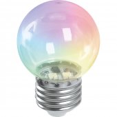38129; Лампа светодиодная LB-37 Шарик прозрачный E27 1W RGB быстрая смена цвета