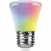 38128; Лампа светодиодная LB-372 Колокольчик матовый E27 1W RGB быстрая смена цвета