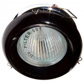 19547; Светильник потолочный, JCDR G5.3 с черным стеклом, хром, с лампой, DL225-BK