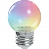 38132; Лампа светодиодная LB-37 Шарик прозрачный E27 1W RGB плавная смена цвета