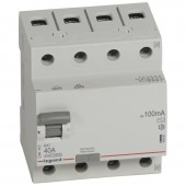 402067; Выключатель дифференциального тока RX3 4P 40А тип AC 100мА - 4 модуля