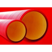 160911 Труба жесткая двустенная для электропроводки и кабельных линий, в комплекте с соединительной муфтой, наружный ф110мм, жесткость 12 кПа, цвет красный, длина 6 м (цена за 1м)