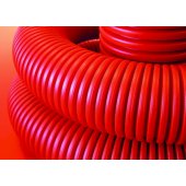 12191250 Труба двустенная гибкая гофрированная для электропроводки и кабельных линий, с протяжкой, в комплекте с соединительной муфтой, наружный ф125мм, в бухте 50м, цвет красный (цена за метр)