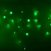 255-054; Гирлянда Айсикл (бахрома) светодиодная 2.4х0.6 м, прозрачный провод, 230 В, диоды зелёные, 88 LED
