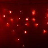255-052; Гирлянда Айсикл (бахрома) светодиодная 2.4х0.6 м, прозрачный провод, 230 В, диоды красные, 88 LED