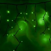 255-224; Гирлянда Айсикл (бахрома) светодиодная 4.0х0.6 м, черный провод "КАУЧУК", 230 В, диоды зеленые, 128 LED