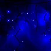 255-223; Гирлянда Айсикл (бахрома) светодиодная 4.0х0.6 м, черный провод "КАУЧУК", 230 В, диоды синие, 128 LED