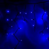 255-253; Гирлянда Айсикл (бахрома) светодиодная 5.6х0.9 м, с эффектом мерцания,черный провод "КАУЧУК", 230 В, диоды синие, 240 LED