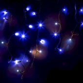 255-233; Гирлянда Айсикл (бахрома) светодиодная 4.0х0.6 м, с эффектом мерцания, черный провод "КАУЧУК", 230 В, диоды синие,