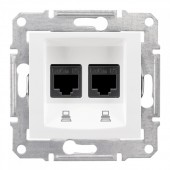 SDN4600121; Розетка двойная компьютерная RJ45 кат. 5е, экранированная в рамку белая Sedna