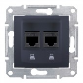 SDN4600170; Розетка двойная компьютерная RJ45 кат. 5е, экранированная в рамку графит Sedna