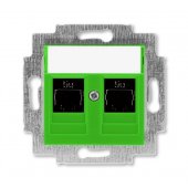 2CHH295118A6067; Розетка компьютерная 2xRJ45 кат.5e Levit зелёная (5014H-A51018 67W)