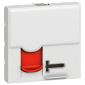 076597; Розетка компьютерная RJ45 Mosaic категория 5е UTP с контролем доступа 2 модуля белый с красной шторкой