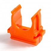 PR13.0068; Крепёж-клипса для труб АБС-пластик оранжевая Ø25 в малой упаковке (10шт/500шт уп/кор)