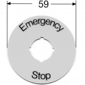 1SFA616915R1005; Шильдик круглый KTC15-1005 пластиковый желтый "EMERGENCY STOP" для кнопок ГРИБОК