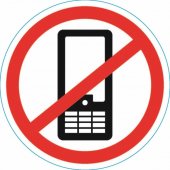 56-0042; Наклейка запрещающий знак "Использование мобильных телефонов запрещенно" 150x150 мм