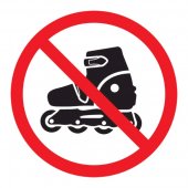 56-0019; Наклейка запрещающий знак «На роликах не заходить» 150х150 мм