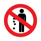 56-0013; Наклейка запрещающий знак «Не мусорить» d-150 мм