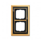 2CKA001754A4566; Рамка 2 поста Династия латунь полированная черное стекло (1722-835-500)