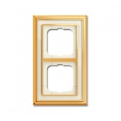 2CKA001754A4561; Рамка 2 поста Династия латунь полированная белое стекло (1722-838-500)