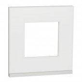 NU600289; Рамка UNICA PURE однопостовая горизонтальная матовое стекло/белый
