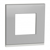 NU600280; Рамка UNICA PURE однопостовая горизонтальная алюминий матовый/белый