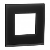 NU600286; Рамка UNICA PURE однопостовая горизонтальная черное стекло/антрацит
