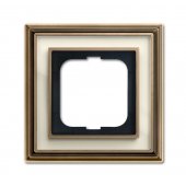 1754-0-4580; Династия Рамка 1 пост латунь античная белое стекло