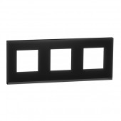 NU600686; Рамка UNICA PURE трехпостовая горизонтальная черное стекло/антрацит