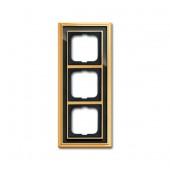 2CKA001754A4567; Рамка 3 поста Династия латунь полированная черное стекло (1723-835-500)