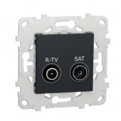 NU545554; Unica New Антрацит Розетка R-TV/SAT, оконечная