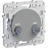 S53R456; Odace Розетка R-TV/SAT проходная алюминий