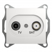 GSL000198; GLOSSA Розетка телевизионная TV-SAT проходная в рамку 4дБ белая