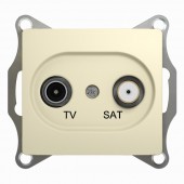 GSL000297; GLOSSA Розетка телевизионная TV-SAT одиночная в рамку 1дБ бежевая