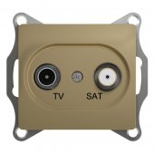 GSL000498; GLOSSA Розетка телевизионная TV-SAT проходная в рамку 4дБ титан