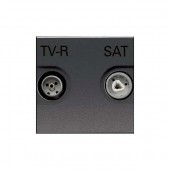 2CLA225130N1801; Розетка TV-R-SAT одиночная с накладкой, Zenit, антрацит