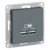 ATN000733; AtlasDesign Грифель Розетка USB, 5В, 1 порт x 2,1 А, 2 порта х 1,05 А, механизм