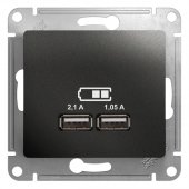 GSL000733; GLOSSA Розетка USB антрацит в рамку 5В/2100мА