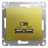 GSL001033; Розетка GLOSSA USB 5В/2100мА 2х5В/1050мА механизм фисташковый