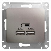 GSL001233; GLOSSA USB розетка платина 5B/2100mA