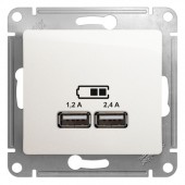 GSL000639; Розетка USB A+С, 5В/2.4А, 2х5В/1.2 А, механизм, перламутр Glossa
