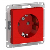 ATN002045; Розетка с/з со шторками, 16А, механизм AtlasDesign красный