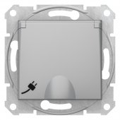 SDN3100460; Sedna Розетка одинарная 16А c з/к, со шторками, с крышкой, быстрозаж. контакты алюминий
