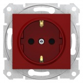 SDN3000341; Sedna Красная Розетка с заземлением с защитными шторками спец.