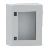 R5CEX0759 Навесной шкаф серии CE, 700х500х250мм (ВхШхГ), с прозрачной дверью, с монтажной панелью, IP55, использование вне помещений, цвет серый RAL 7035