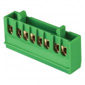 sn0-63-8-ig-r; Шина "0" PE (6х9мм) 8 отверстий латунь зеленый изолированный корпус на DIN-рейку розничный стикер PROxima